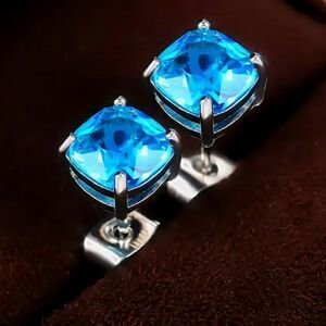 Blue Sapphire Silver Earrings